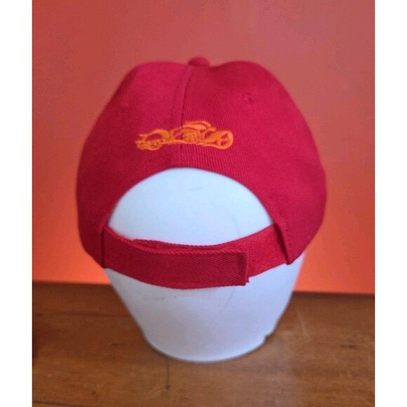 Vtg Nos Red Harley Davidson Embroidered Chopper Baseball Cap NWOT Hook & Loop - Picture 3 of 7